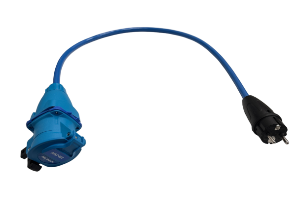 RETTBOX® ONE Anschlussstecker 20 A, 230 V, 1P+N+E+2 HK, 6 m Anschlussleitung Blau, Schuko-Stecker