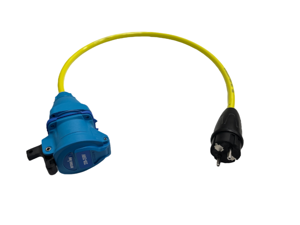 RETTBOX® ONE Anschlussstecker 20 A, 230 V, 1P+N+E+2 HK, 8 m Anschlussleitung Gelb, Schuko-Stecker