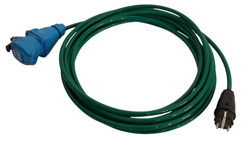 RETTBOX® ONE Anschlussstecker 20 A, 230 V, 1P+N+E+2 HK, 12 m Anschlussleitung Grün, Schuko-Stecker