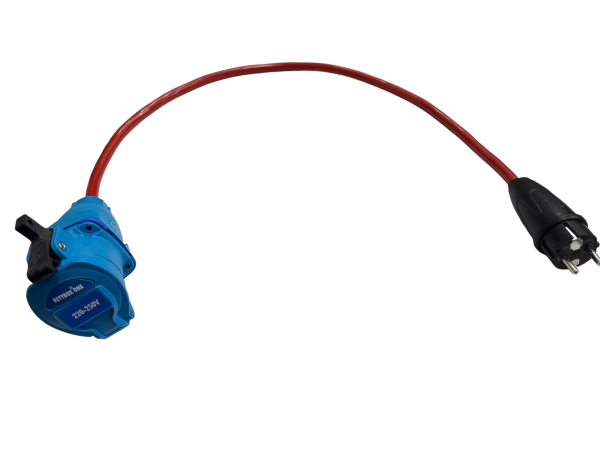 RETTBOX® ONE Anschlussstecker 20 A, 230 V, 1P+N+E+2 HK, 12 m Anschlussleitung Rot, Schuko-Stecker