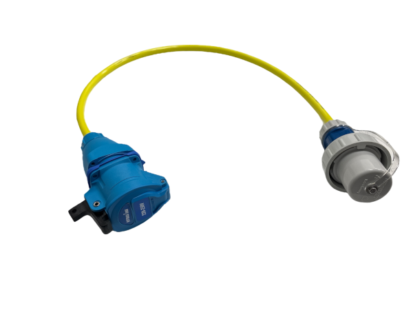 RETTBOX® ONE AIR Anschlussstecker 20 A, 1P+N+E, 6 Meter Anschlussleitung, Schuko-Stecker mit Bajonett-Verschluss, Farbe: Gelb