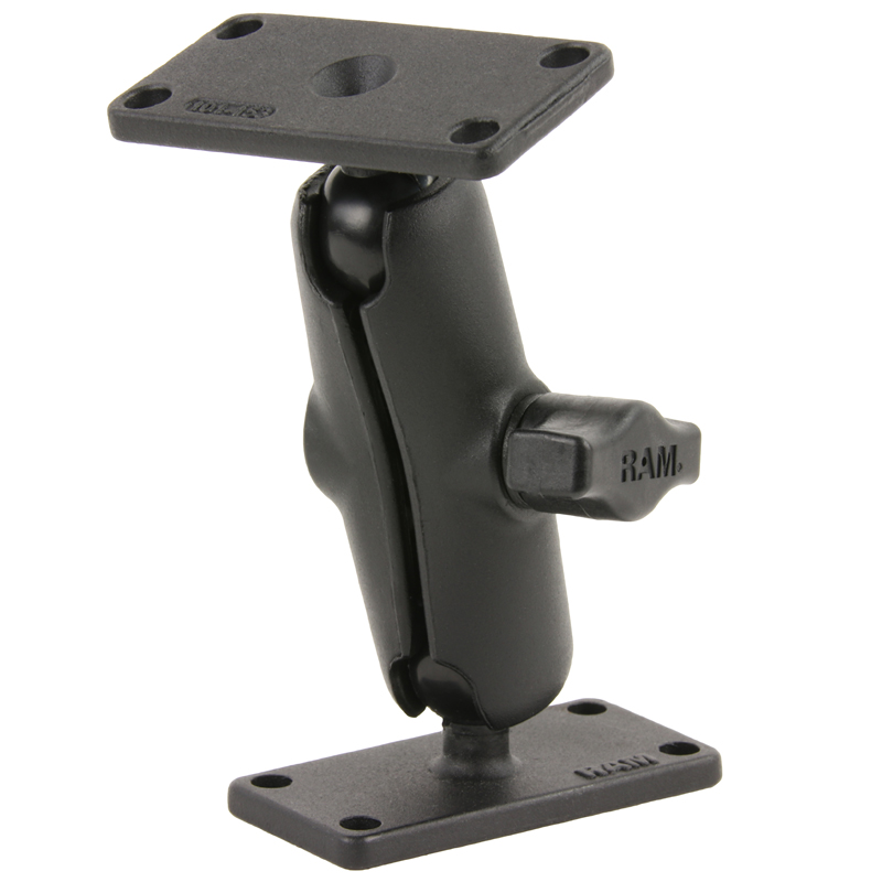 RAM Mounts Aufbau-Set - B-Kugel (1 Zoll) - 2x Rechteckige Basisplatten (25,4 x 63,5 mm Lochmuster) - Mittlerer Verbindungsarm (ca. 94,74 mm)