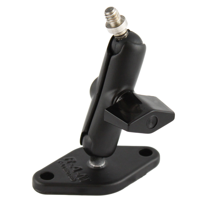 RAM Mounts Aufbau-Set - A-Kugel (0,56 Zoll) - Trapez Basisplatte (2-Loch AMPS) - Mittlerer Verbindungsarm (ca. 53,59 mm) - Basiskugel (1/4“-20 Gewindestift)
