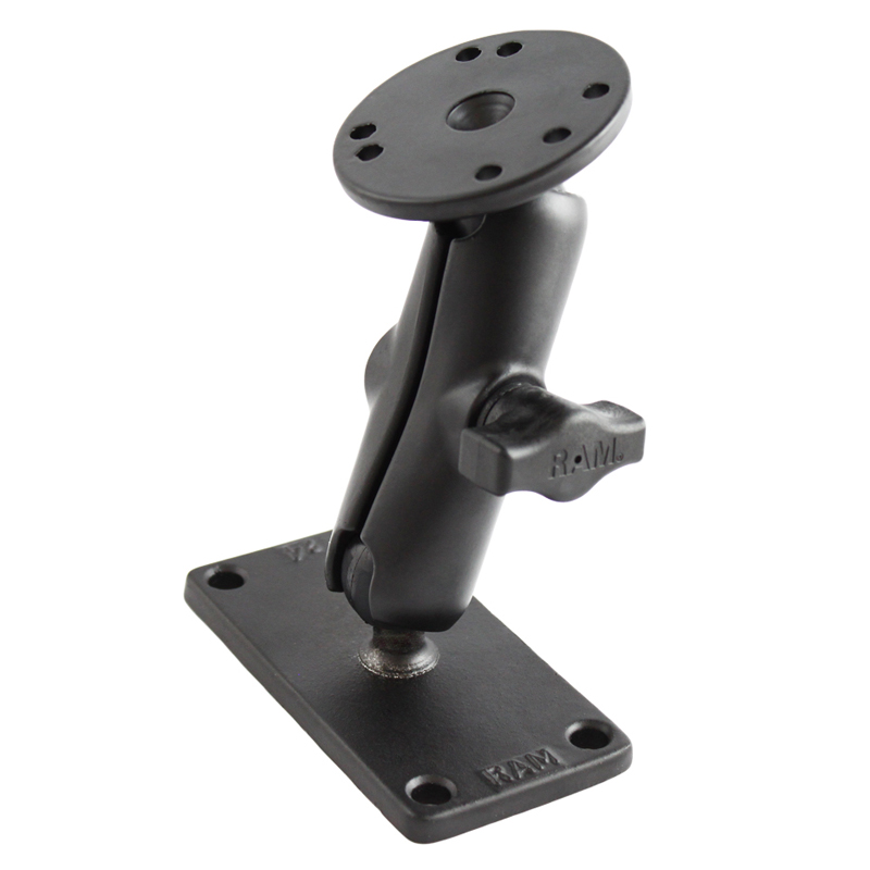 RAM Mounts Aufbau-Set - B-Kugel (1 Zoll), rechteckige Basisplatte (2x4 Zoll), mittlerer Verbindungsarm, runde Basisplatte (AMPS)