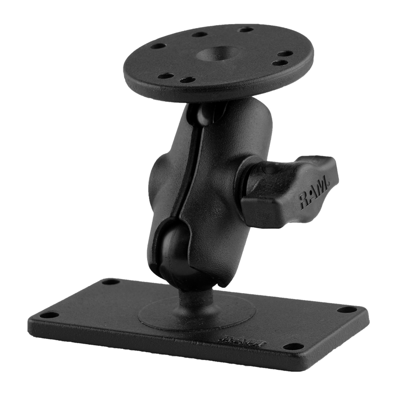 RAM Mounts Aufbau-Set - B-Kugel (1 Zoll), rechteckige Basisplatte (2x4 Zoll), kurzer Verbindungsarm, runde Basisplatte (AMPS)